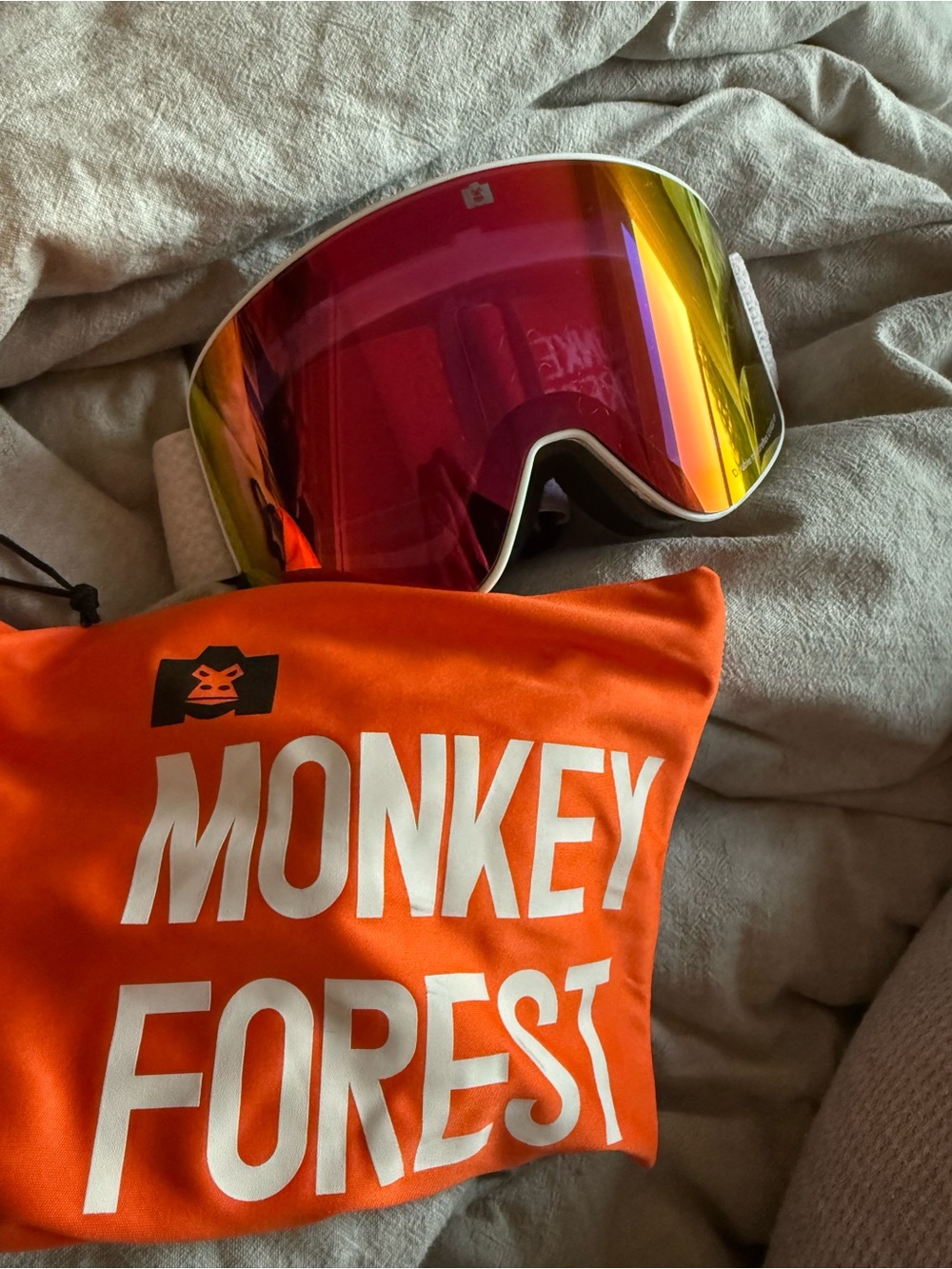 Monkey Forest Ski/Snow Goggles with Red-Orange Mirrored Lens